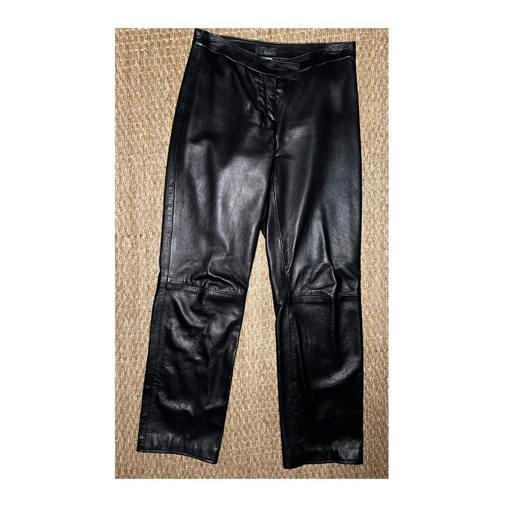 Black Lambskin Leather pants by Poleci